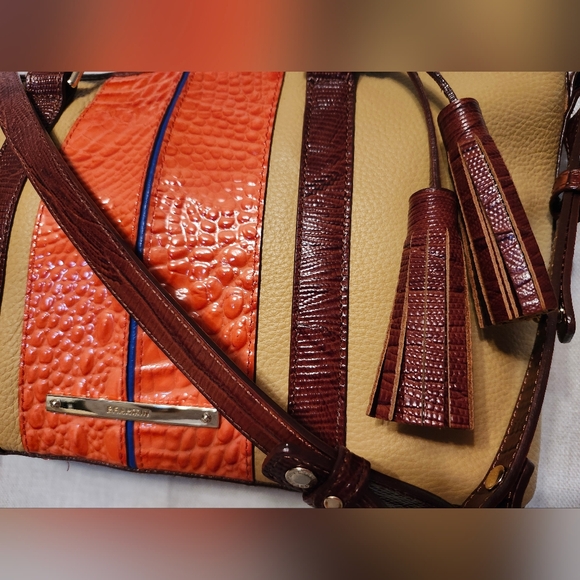 Brahmin Mini Asher Tote, LEATHER "Pimento Lady Vineyard Collection" EUC Tassels - Picture 6 of 16